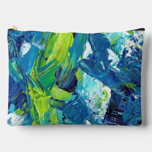 Abstract Acrylic Paint in Blue Accessory Pouch (Front)