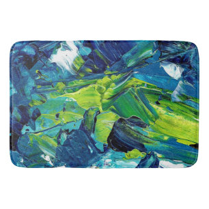 Abstract Acrylic Paint in Blue Bath Mat