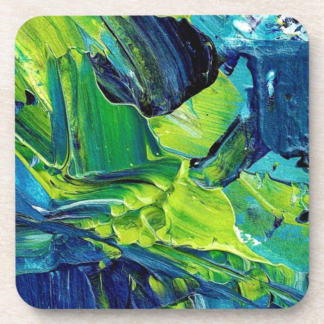 Abstract Acrylic Paint in Blue Coaster (Front)