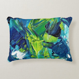 Abstract Acrylic Paint in Blue Decorative Cushion