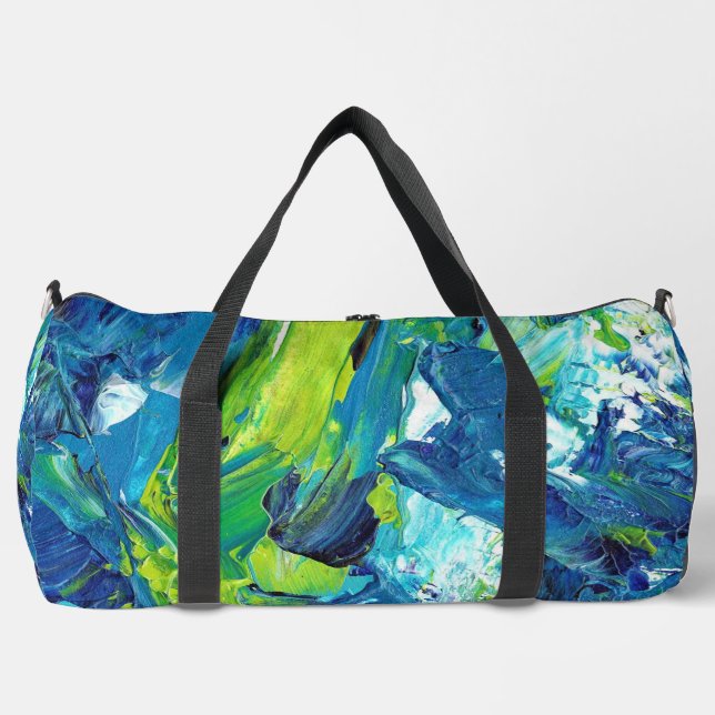 Abstract Acrylic Paint in Blue Duffle Bag (Front)