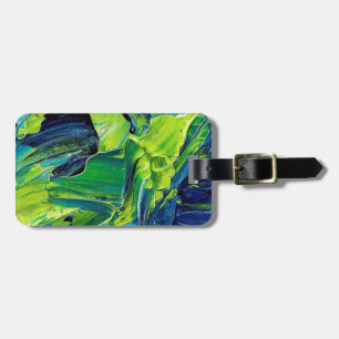 Abstract Acrylic Paint in Blue Luggage Tag