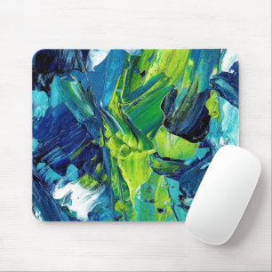 Abstract Acrylic Paint in Blue Mouse Mat