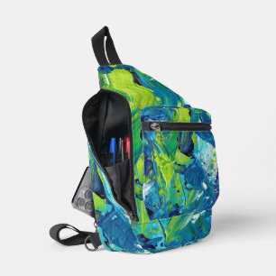 Abstract Acrylic Paint in Blue Sling Bag