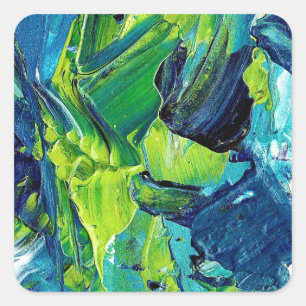 Abstract Acrylic Paint in Blue Square Sticker