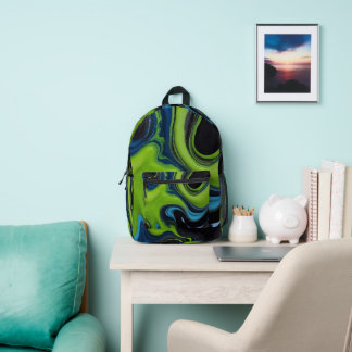 Abstract Acrylic Paint Pour Marble Pattern Printed Backpack