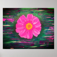 Abstract Acrylic Painting with Flower