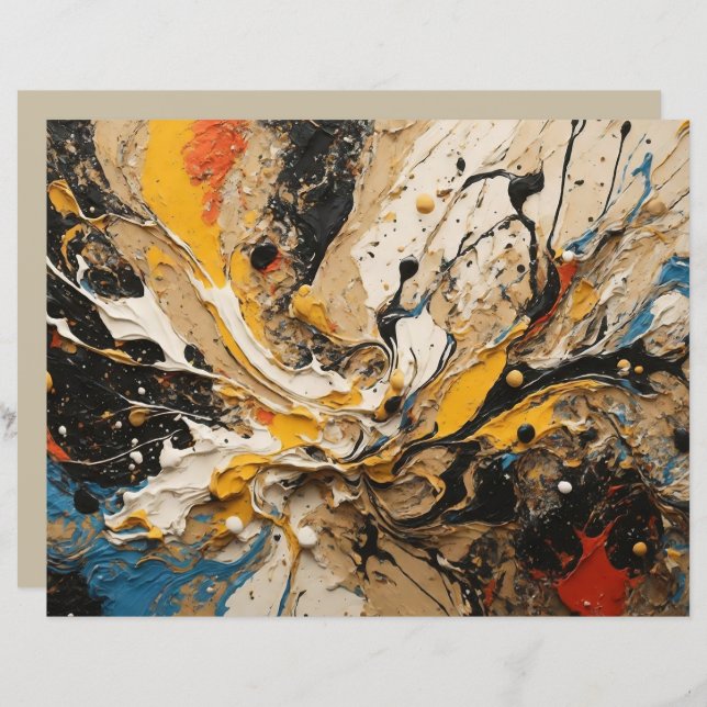 Abstract Acrylic Splash Background Scrapbook Paper (Front/Back)