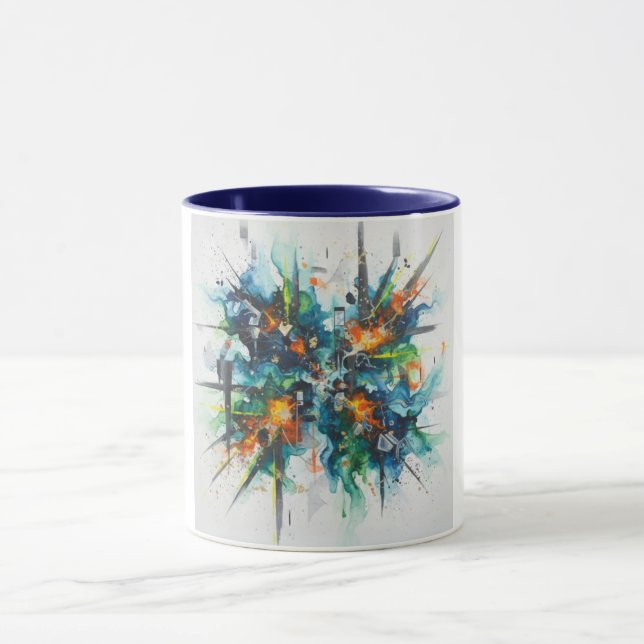 Abstract Act Color Burst Ceramic Mug (Center)