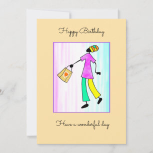 Abstract African Art, Fashion Lady Birthday Card