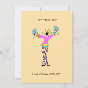 Abstract African Art Happiness Birthday Card