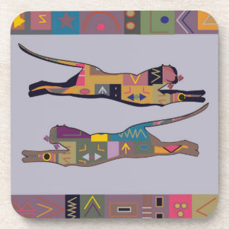 Abstract African art of leaping lions Coaster