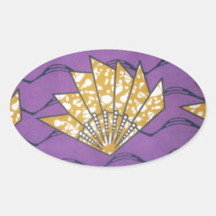 Abstract African Art: Purple Passion Waves Oval Sticker