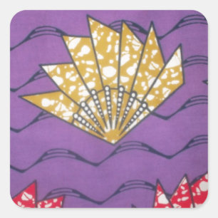 Abstract African Art: Purple Passion Waves Square Sticker