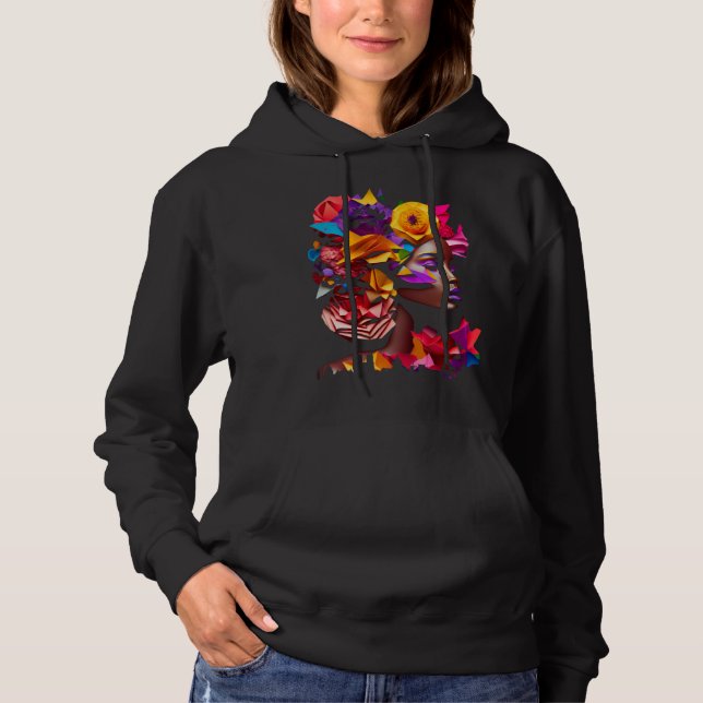 Abstract African Black Origami Hair Queen Paris Sk Hoodie (Front)