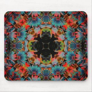 Abstract African Daisies Floral Art Mouse Mat