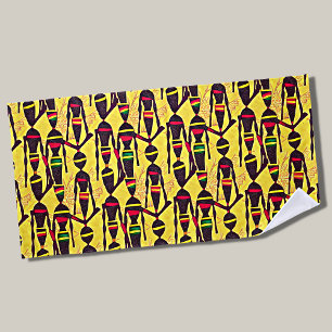 Abstract African Figures, Red Yellow Green  Beach Towel