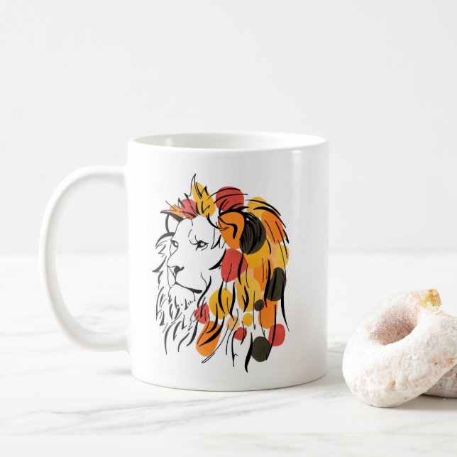 Abstract African Lion  Coffee Mug (With Donut)
