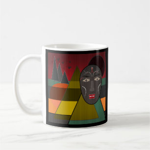 Abstract african mask in retro vintage colours coffee mug