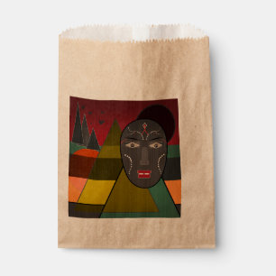 Abstract african mask in retro vintage colours favour bags