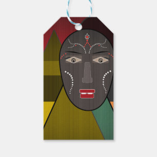Abstract african mask in retro vintage colours gift tags