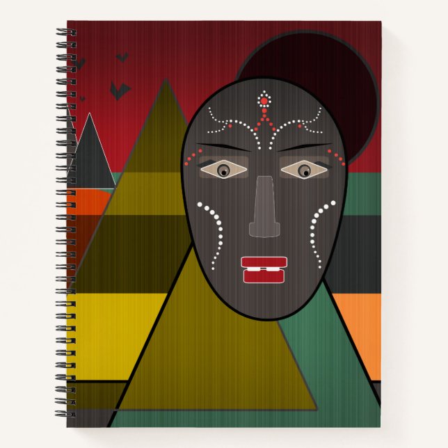 Abstract african mask in retro vintage colours notebook (Front)