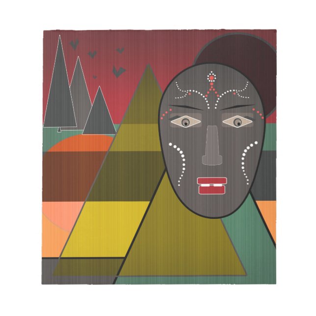 Abstract african mask in retro vintage colours notepad (Front)