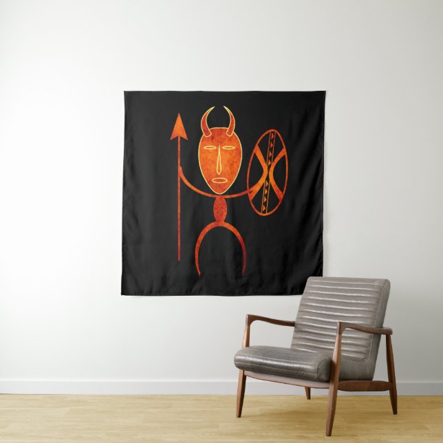 Abstract African primitive silhouette art Tapestry (In Situ)