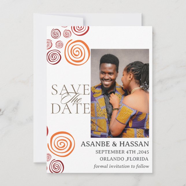 Abstract African Shape Wedding Save the Date Card (Front)