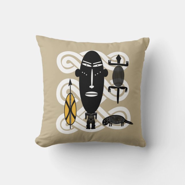 Abstract African tribal art Cushion (Front)