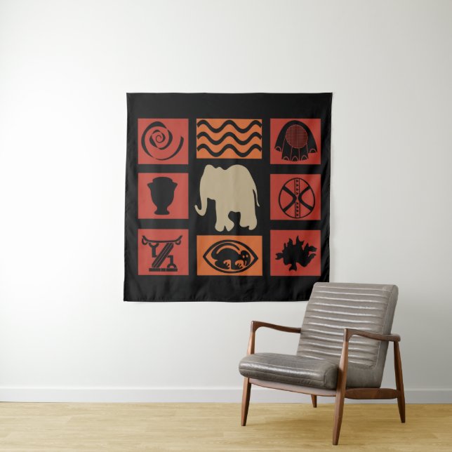 Abstract african tribal art tapestry (In Situ)