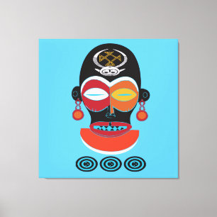 Abstract African Tribal colourful face art Canvas Print