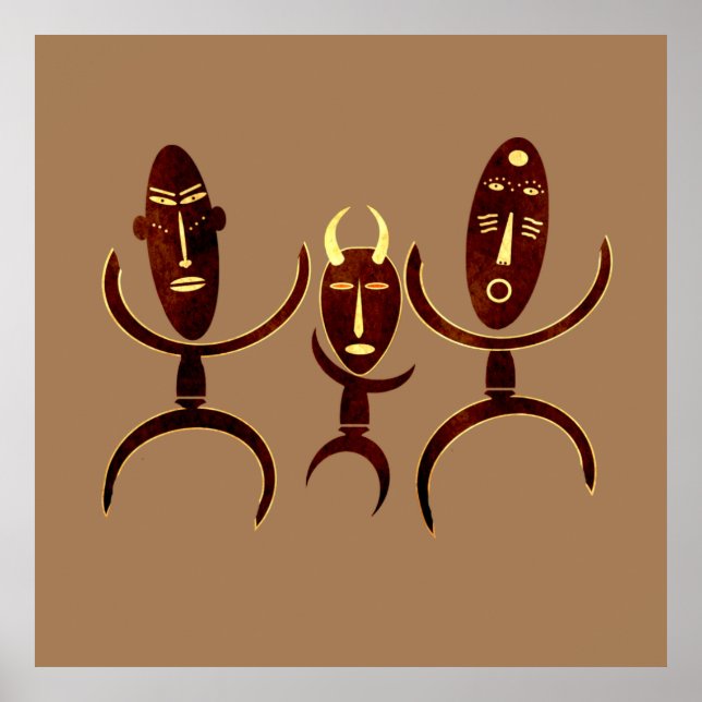 Abstract African tribal dance scene art Poster (Front)