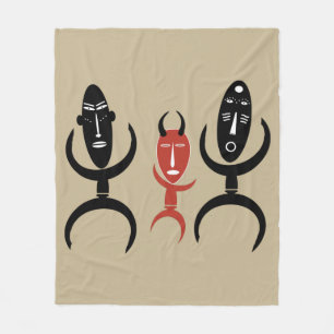 Abstract African tribal dancing silhouette Fleece Blanket