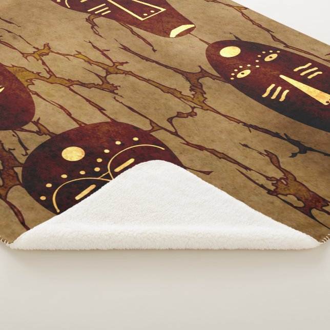 Abstract african tribal drawing sherpa blanket (3/4)