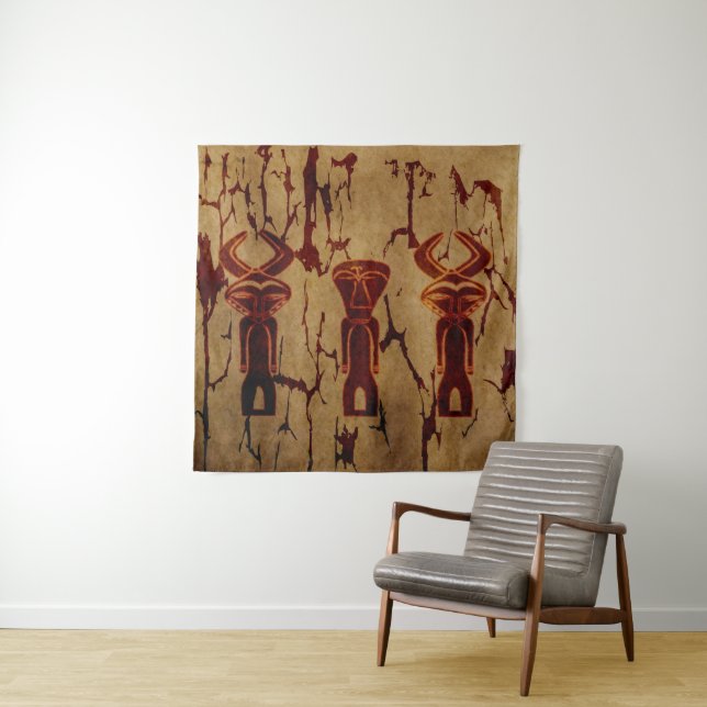 Abstract african tribal drawing tapestry (In Situ)