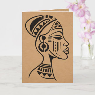 Abstract African Tribal Face | Minimalist Line Art Card