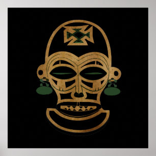 Abstract African tribal face tattoo drawing Poster