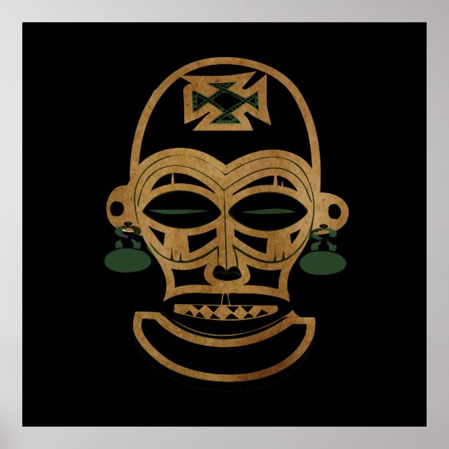 Abstract African tribal mask drawing Poster (Front)