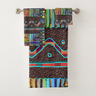 Abstract African Tribal Motif  Bath Towel Set