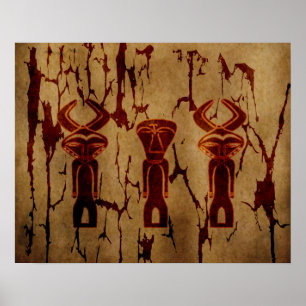 Abstract African tribal old drawing art Poster