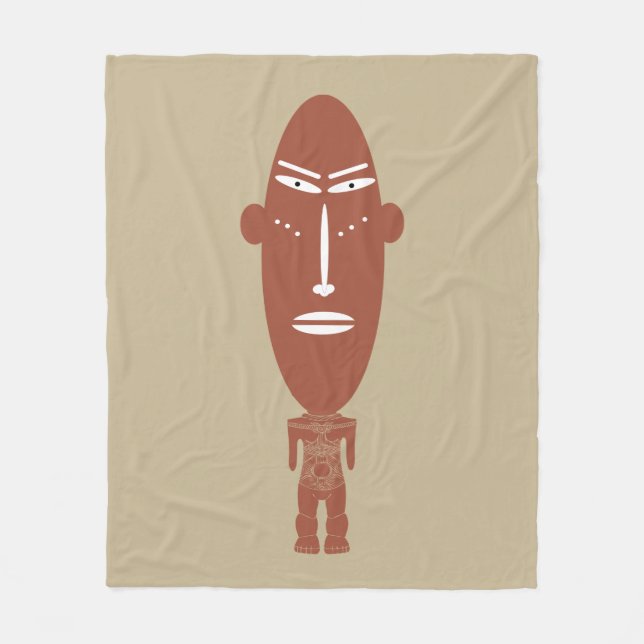 Abstract African tribal portrait Fleece Blanket (Front)