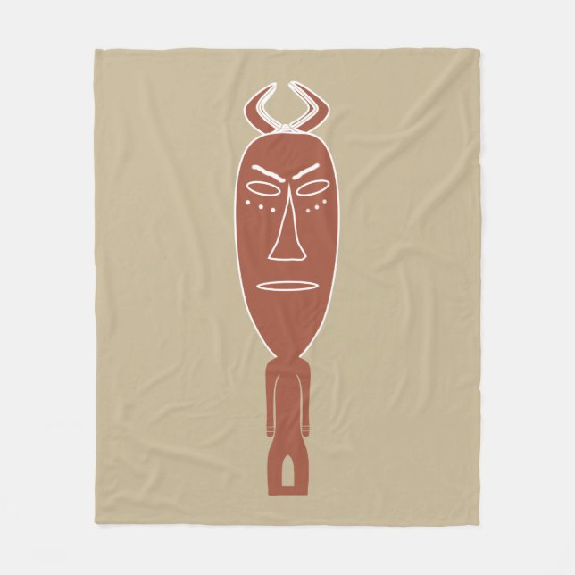 Abstract African tribal portrait Fleece Blanket (Front)