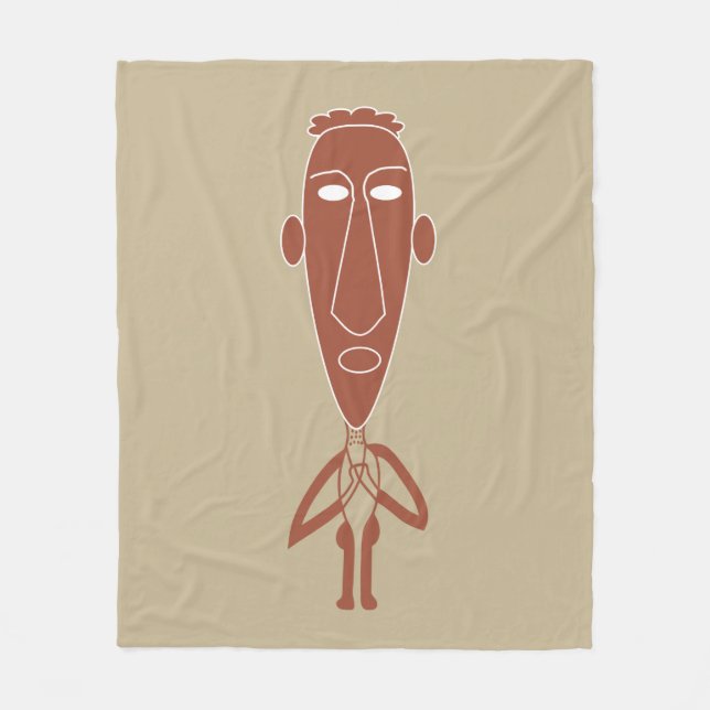 Abstract African tribal portrait Fleece Blanket (Front)