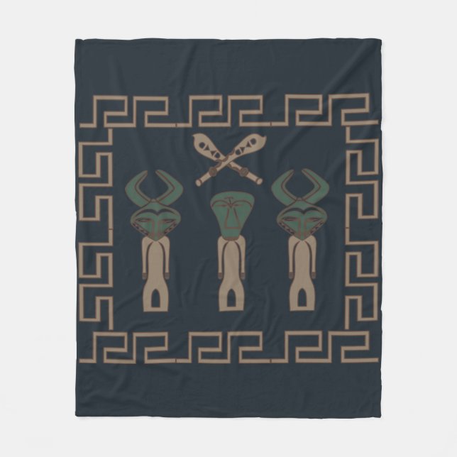 Abstract African tribal portrait Fleece Blanket (Front)