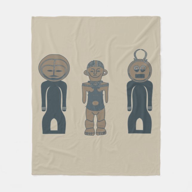 Abstract African tribal portrait Fleece Blanket (Front)