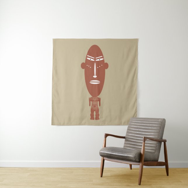 Abstract African tribal portrait Tapestry (In Situ)
