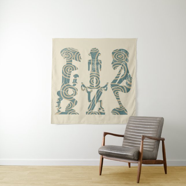 Abstract African tribal portrait Tapestry (In Situ)