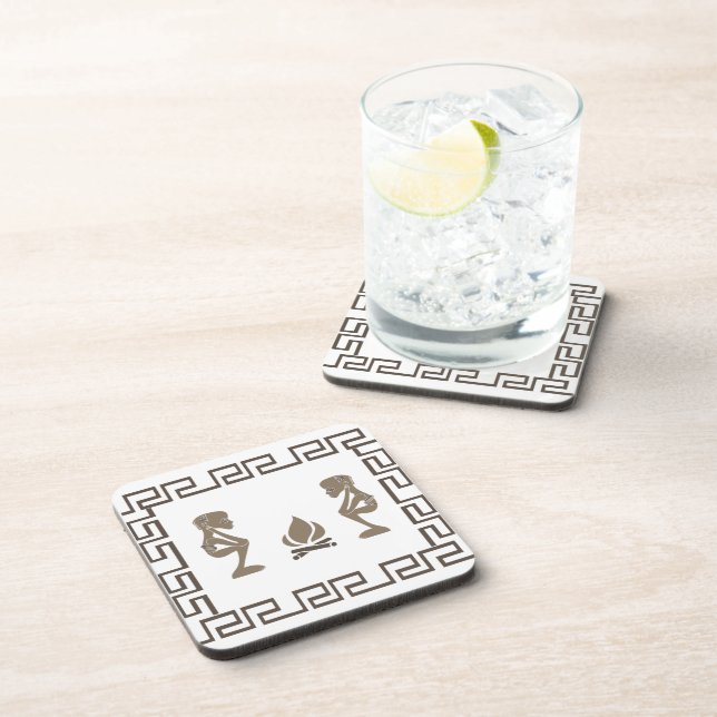 Abstract African tribal ritual scene art Coaster (Right Side)