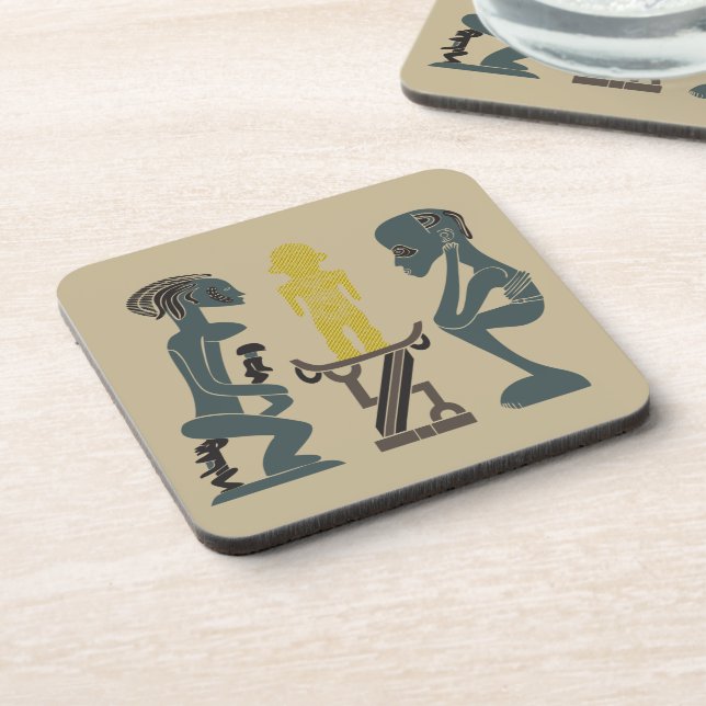 Abstract African tribal ritual scene art Coaster (Left Side)